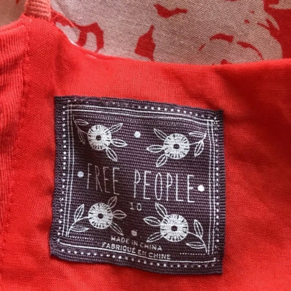 Free People summer dress red orange coral floral - Picture 5 of 7